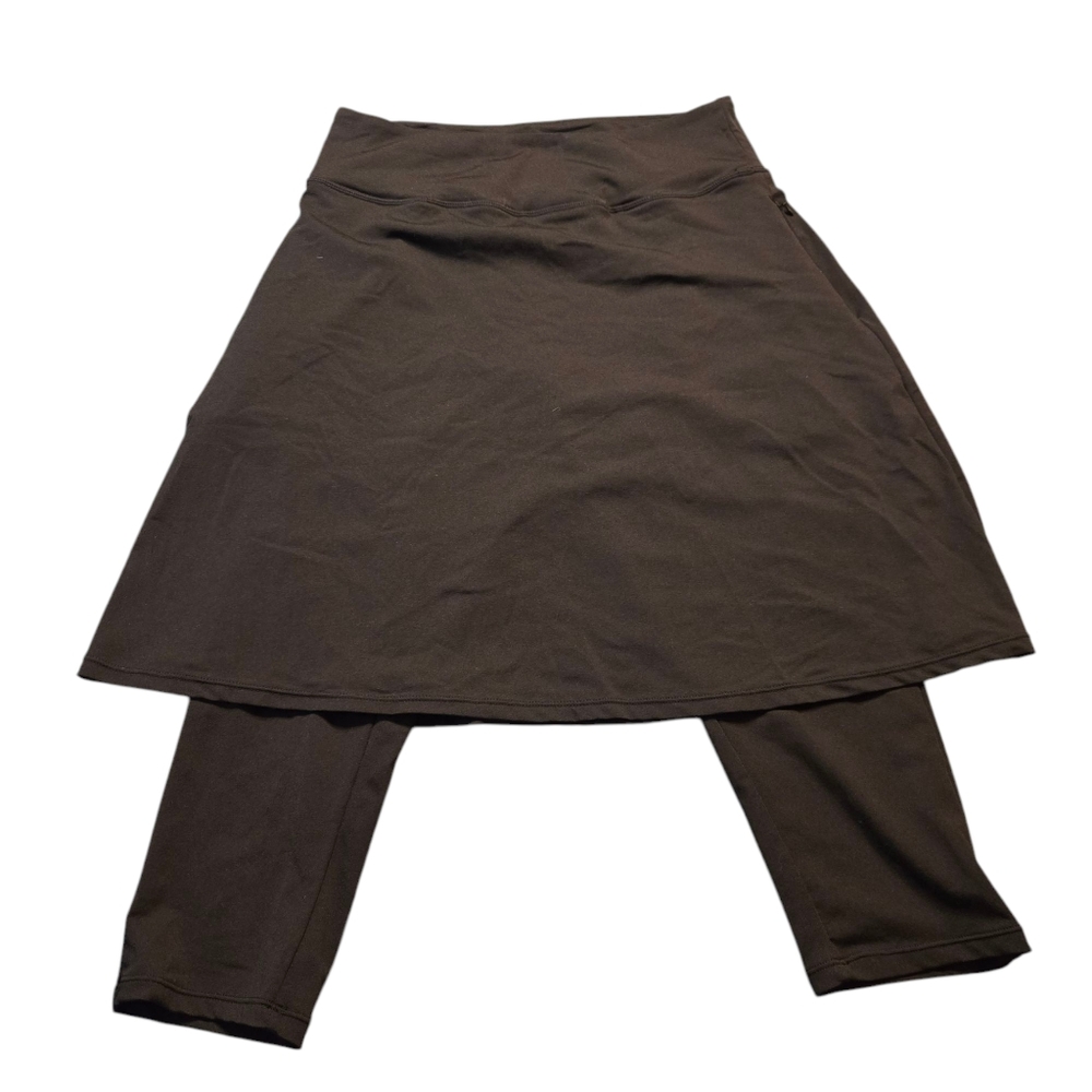 KGKE Womens Black Workout Capris With Attached Skirt Size Large